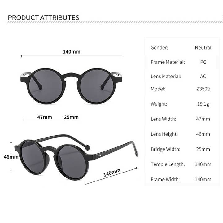 ACCITY - Wholesale Sunglasses - Unisex - ROUND FRAME TINTED LENS FASHION GLASSES UNISEX_CWASG0286
