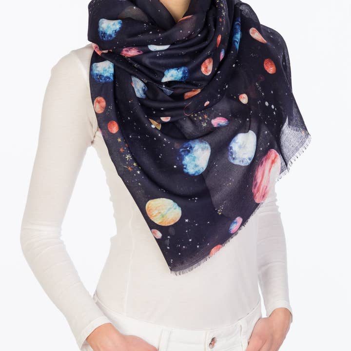 Narrative Material - Wholesale Scarf - Women's - Watercolor Planets Scarf1