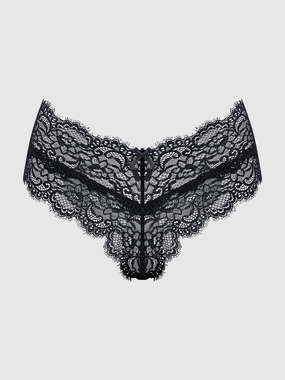 House of Desire - Venta al por mayor Ropa interior - Mujer - TANGA CON ENCAJE LANA Y ESCOTE EN V1