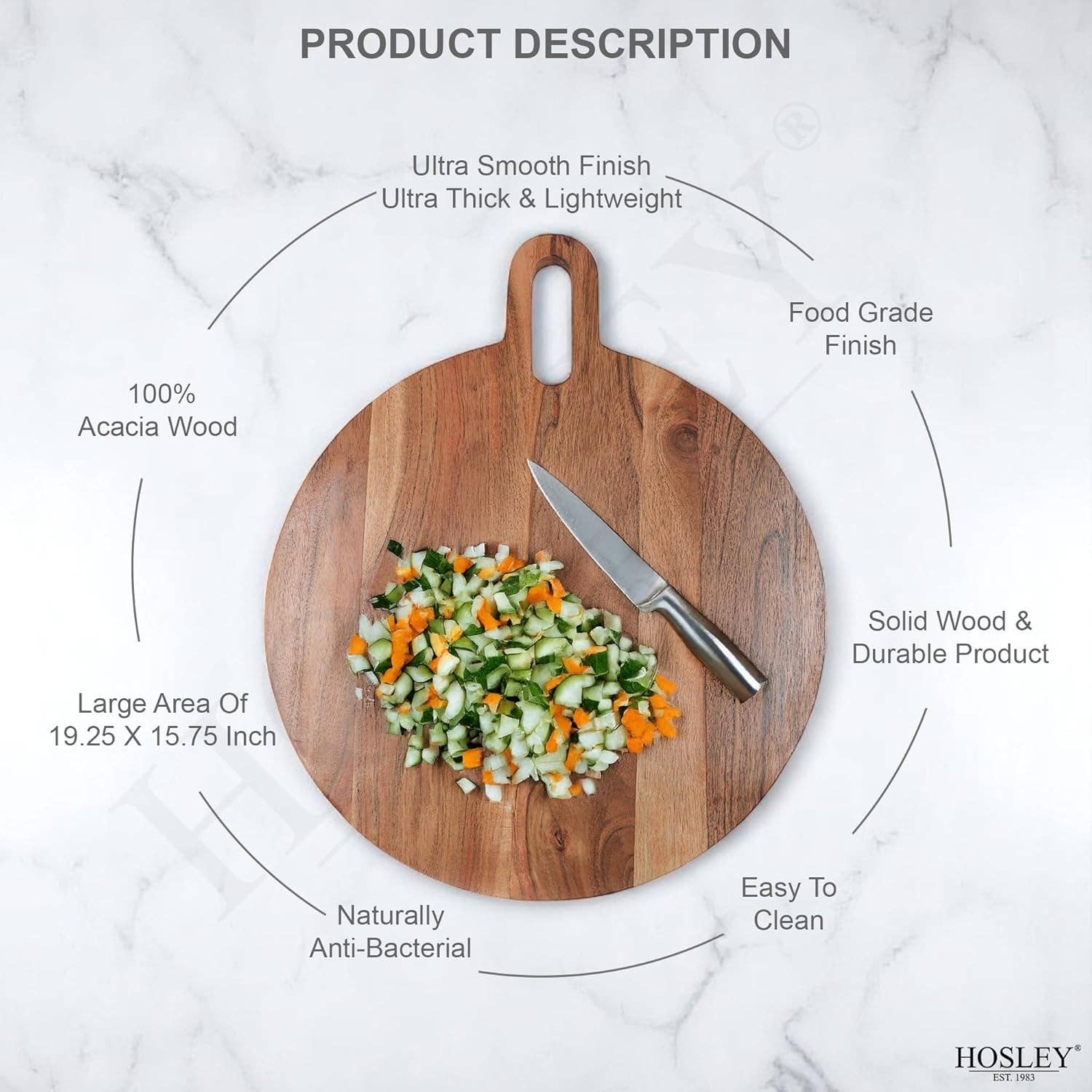 Hosley - Vente Planche à découper - Hosley® Planche à Découper en Bois d'Acacia Extra Large de 48,9 cm6