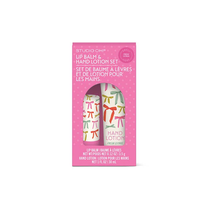 Studio Oh! - Wholesale Lip Balm Set - Put a Bow on It Lip Balm & Hand Lotion Set