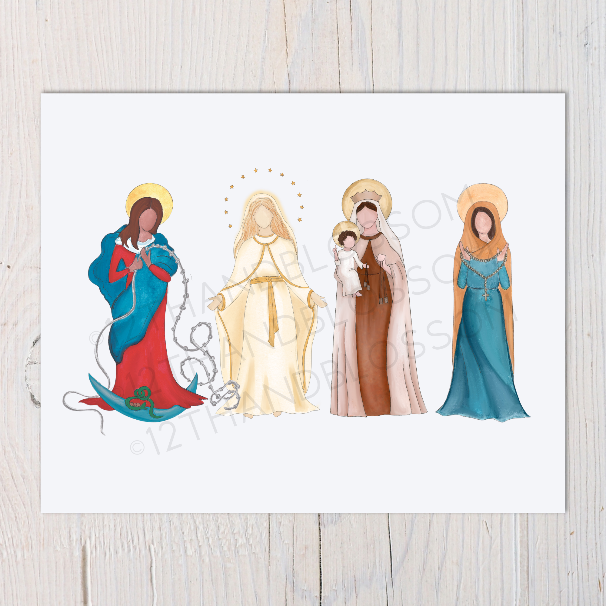 12th and Blossom - Vendita all'ingrosso Stampa artistica - Titoli personalizzati del ritratto di Maria (Scegli 3, 4 o 5 titoli)1