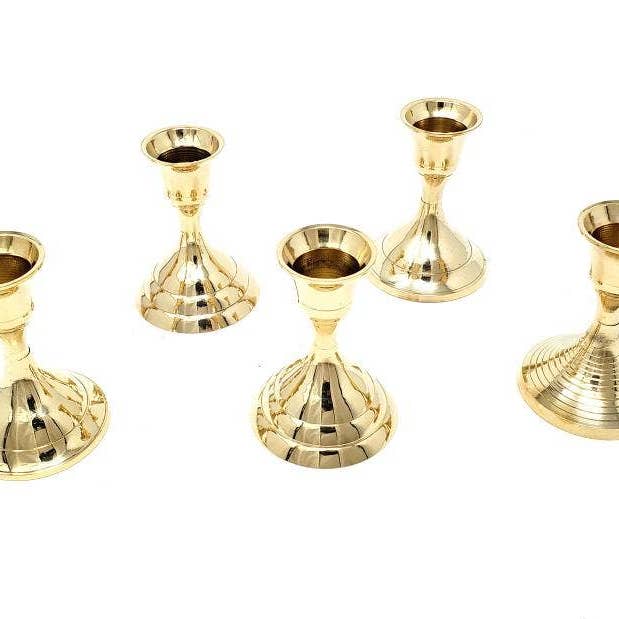 GREENROOTS USA LLC - Wholesale Candle Holder - Taper Candle Holder Brass 3"H ( 6 Pieces )0