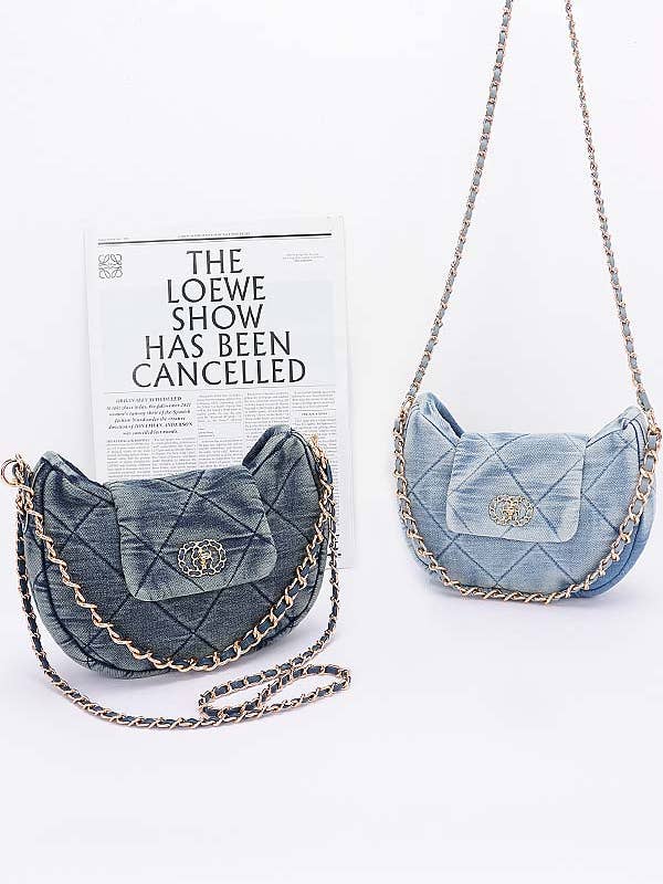 Borsa a Tracolla in Denim Trapuntato Lavato per la vendita all'ingrosso da parte di anbfashion