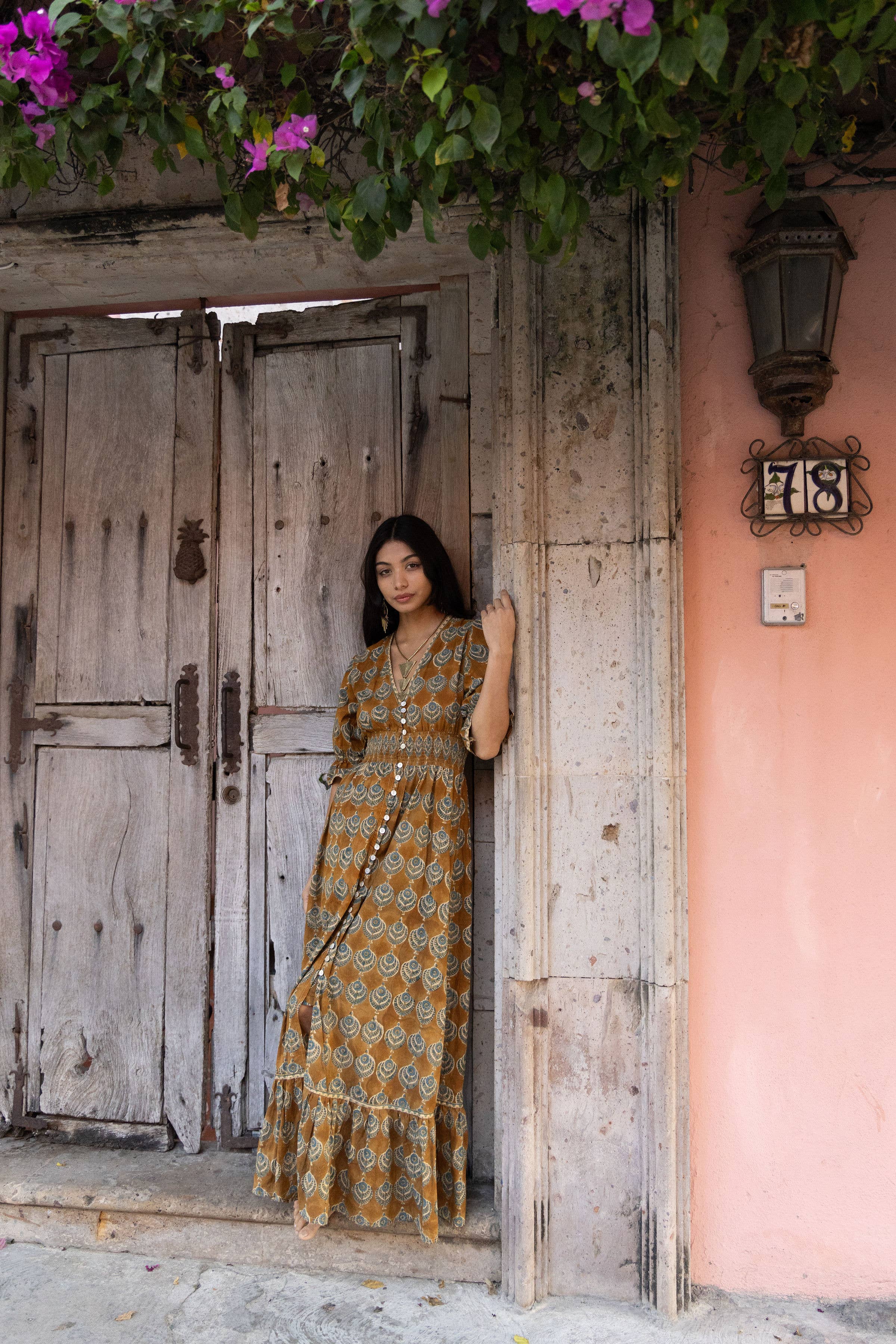 The Fox and The Mermaid – Vestido - Mulher por atacado – Vestido Tatiana Block Estampado (Ocre)  3