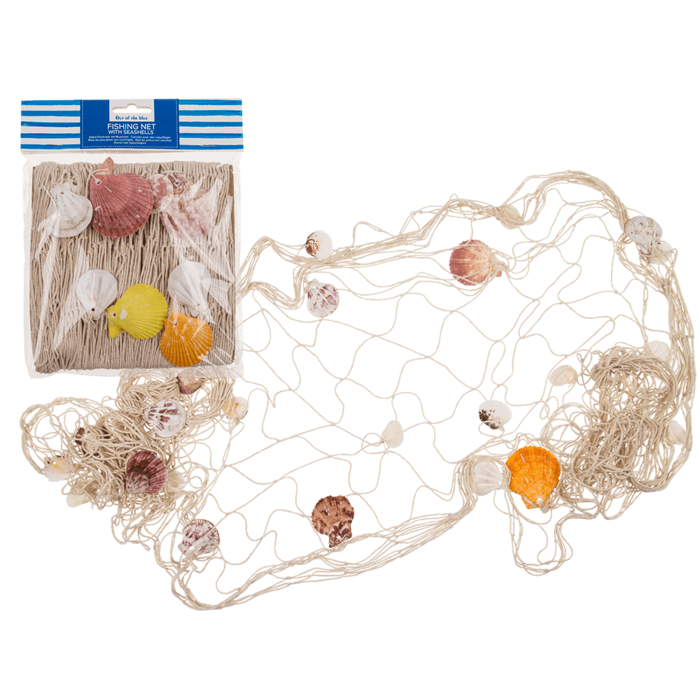 Out of the blue KG – Großhandel Tischdeko – Fischernetz mit Muscheln, ca. 100 x 200 cm,0