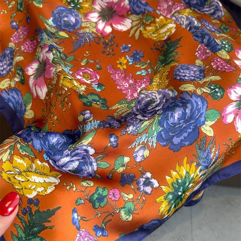 SueSilkHK – wholesale Halsduk - Dam – Fransk rosmönster 70 cm fyrkantig halsduk, silkestrukturerad halsduk, solskyddande satinhalsduk, halsduk, satinsjal, gåva10