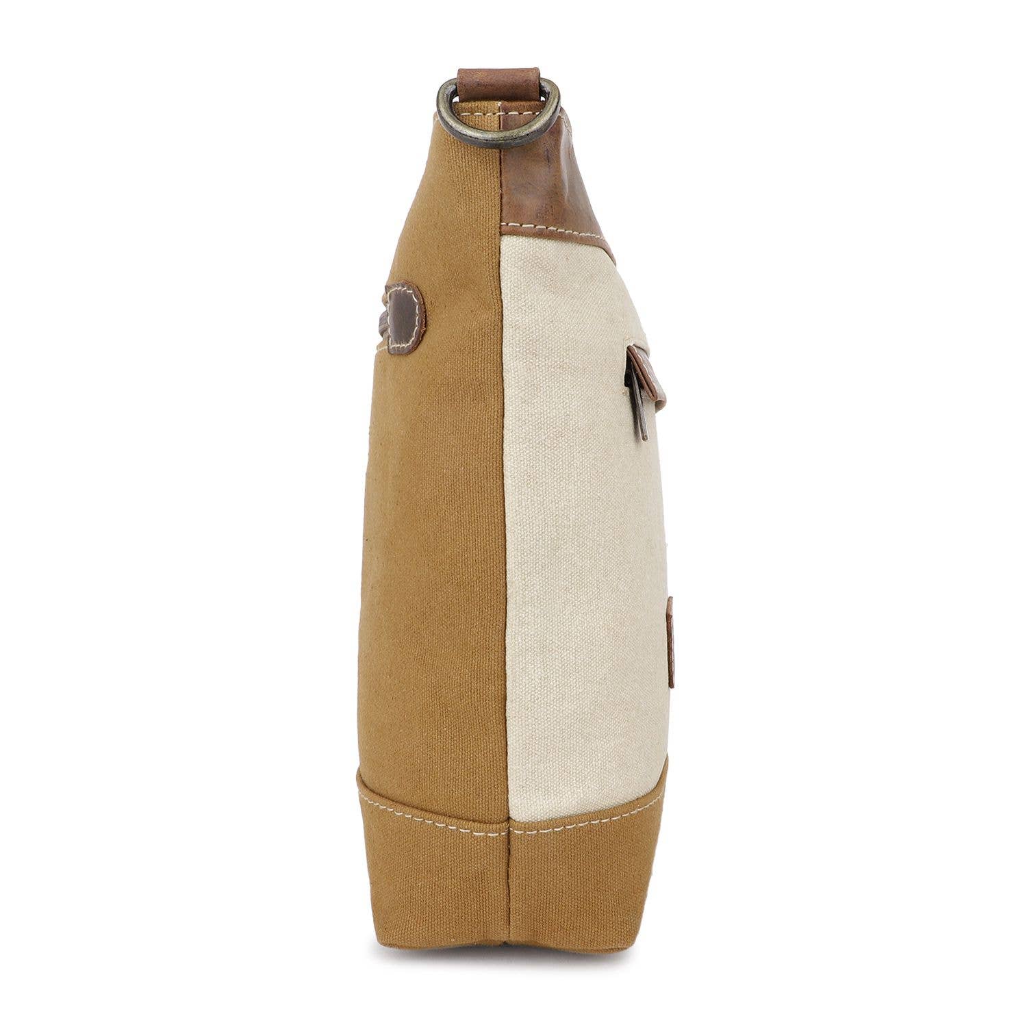 Wholesale Canvas & Leather Women's Crossbody Bag - Bone