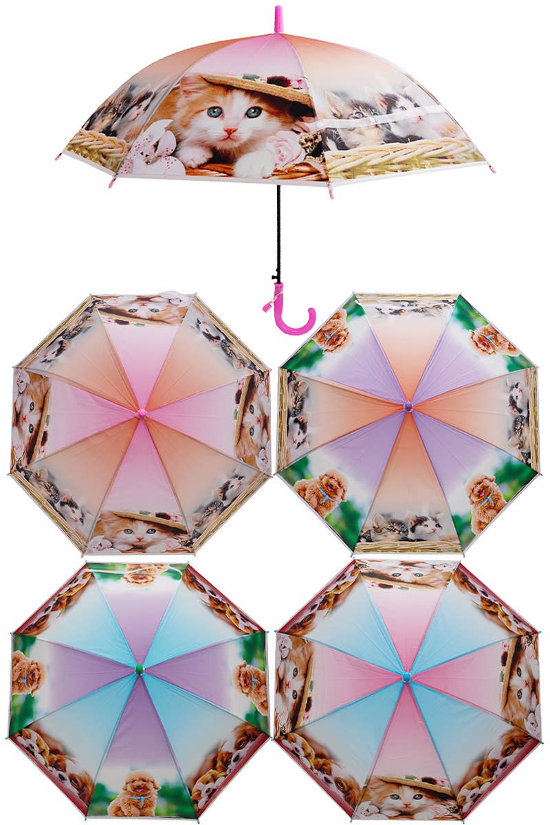 COME MOSTRATO Ombrello Traslucido in Eva con Stampa di Gattini e Cuccioli per Bambini in vendita all'ingrosso su Faire0