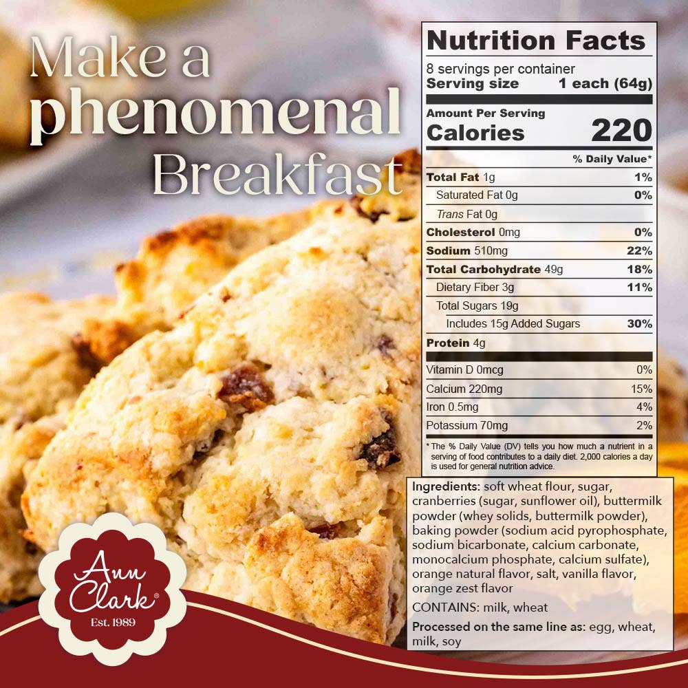 Ann Clark - Wholesale Biscuit Mix - Ann Clark Ann Clark Traditional Cranberry Orange Scone Mix 2
