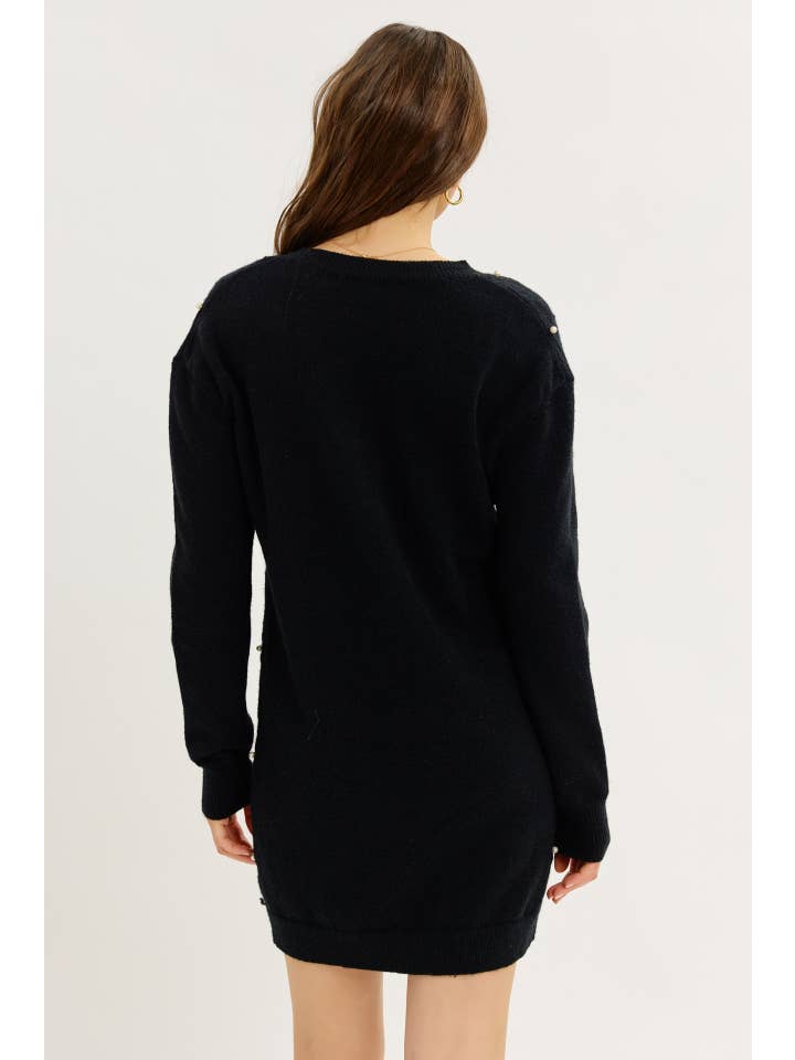 idem ditto - Wholesale Dress - Women's - GLAM MEETS COZY COMFORT PEARL SWEATER MINI DRESS4