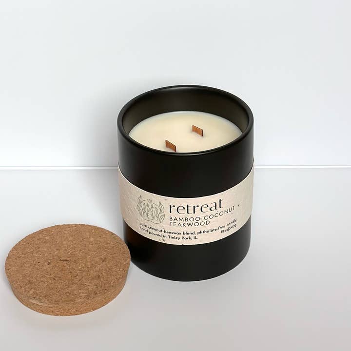 Sprig & Flame - Wholesale Jar/Filled Candle - RETREAT | Pure Coconut Beeswax Hand-Poured Wood Wick Candle2