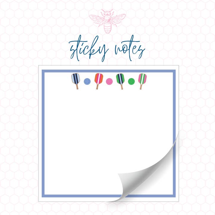 Pickleball Paddle Sticky Notes 3x3 inches for wholesale by Busy Bee Gift