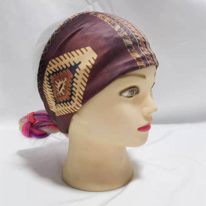 Tourtiwi - Wholesale Fashion Headband - Women's - Ethnic Vintage Wide Print Sports Headband6