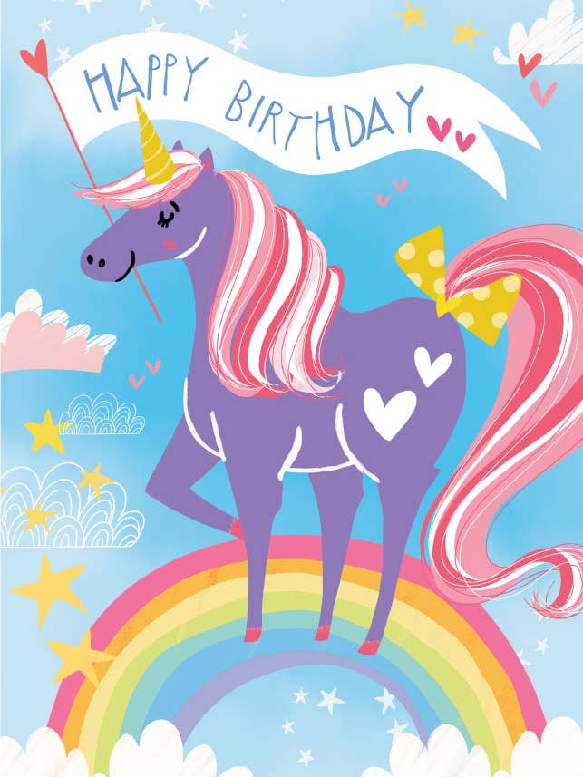 Carte d'anniversaire floquée licorne pour la vente par Paper House Productions