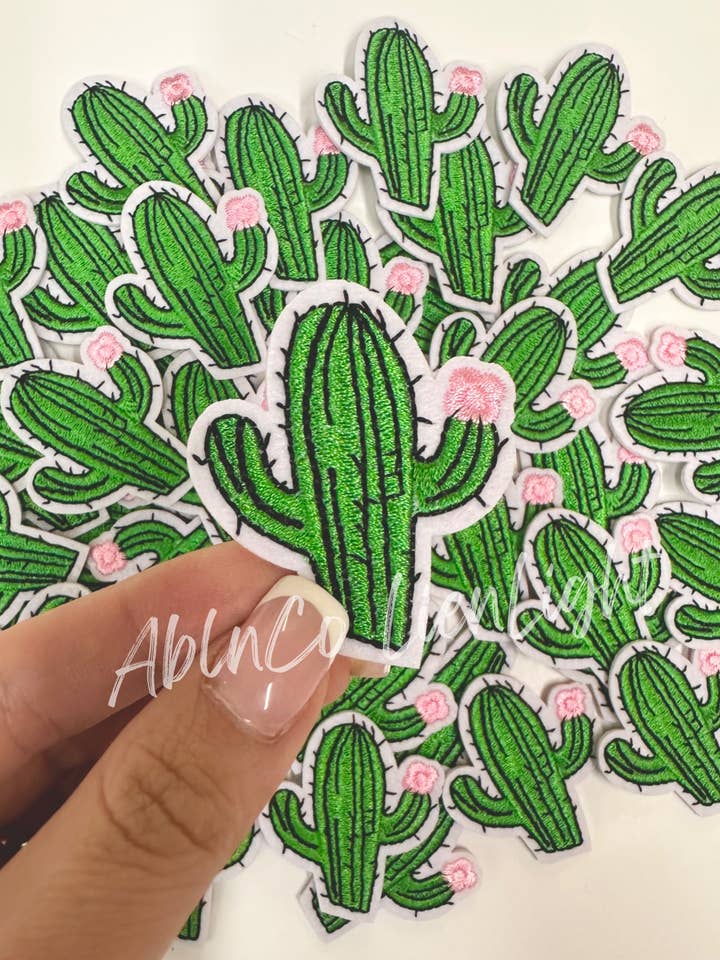trucker hat patches 3” cactus embroidery patch iron on for wholesale by ABLNco
