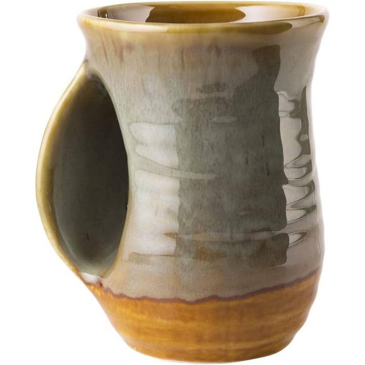 The Wine Savant / Khen Glassware - Wholesale Coffee Mug - Hand Warmer Mug, Desert Green, Left Handed
