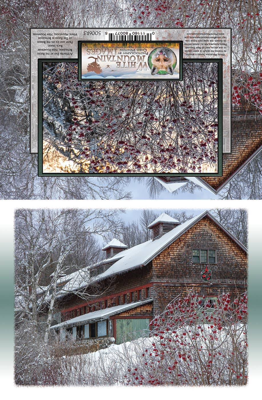 White Mountain Images – Großhandel Weihnachtskarte – New Hampshire Holiday Wood Box-Set, 3, 12 Karten, 12 Umschläge3