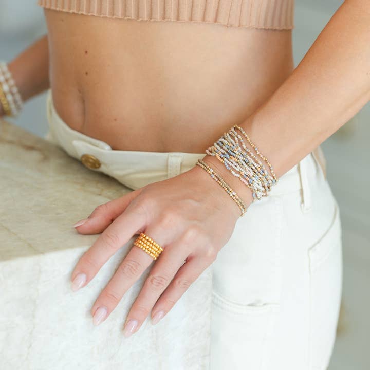 Splendid Iris - Wholesale Beaded Bracelet - Assorted 2mm Stretch Seed Bead Bracelets25