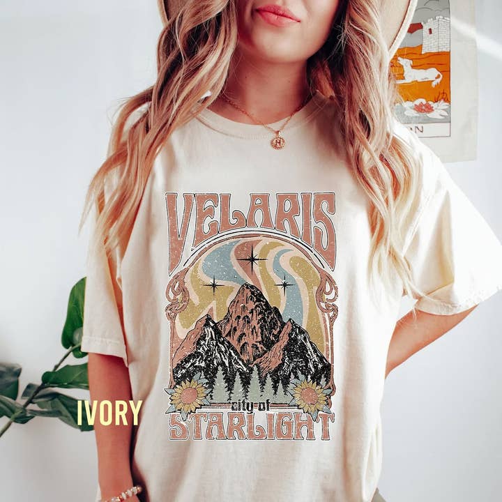 Velaris Starlight Tee ACOTAR Retro Style, Unisex Book Appare for wholesale by TheKingShirt