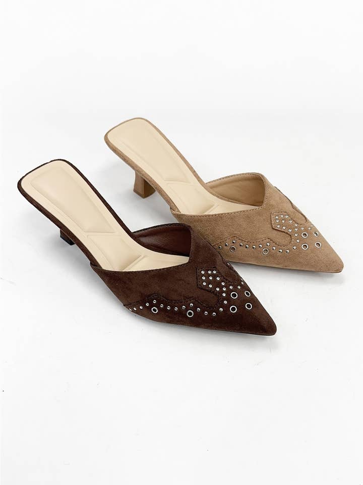 MORLEY-17 WESTERN WINGTIP POINTED TOE MULE HEELS for wholesale by CCOCCI