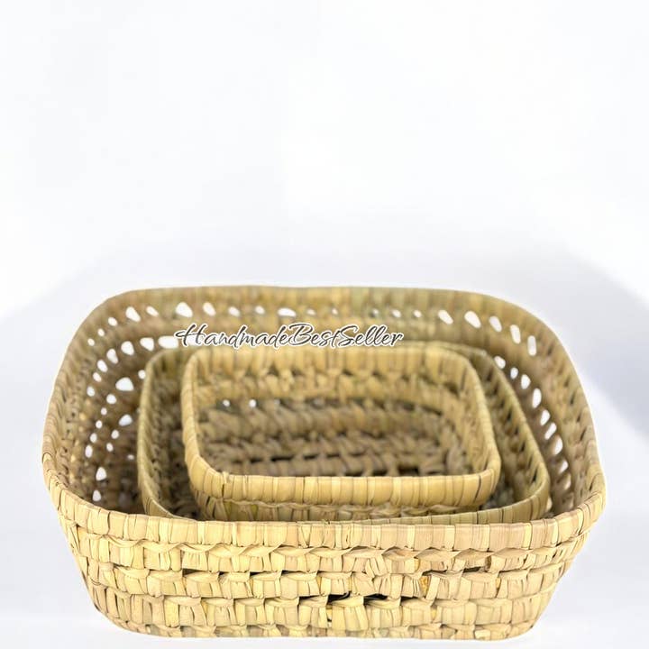 HandmadeBestSeller - Wholesale Basket - Handmade Woven Straw Basket Set | Natural Storage Baskets4