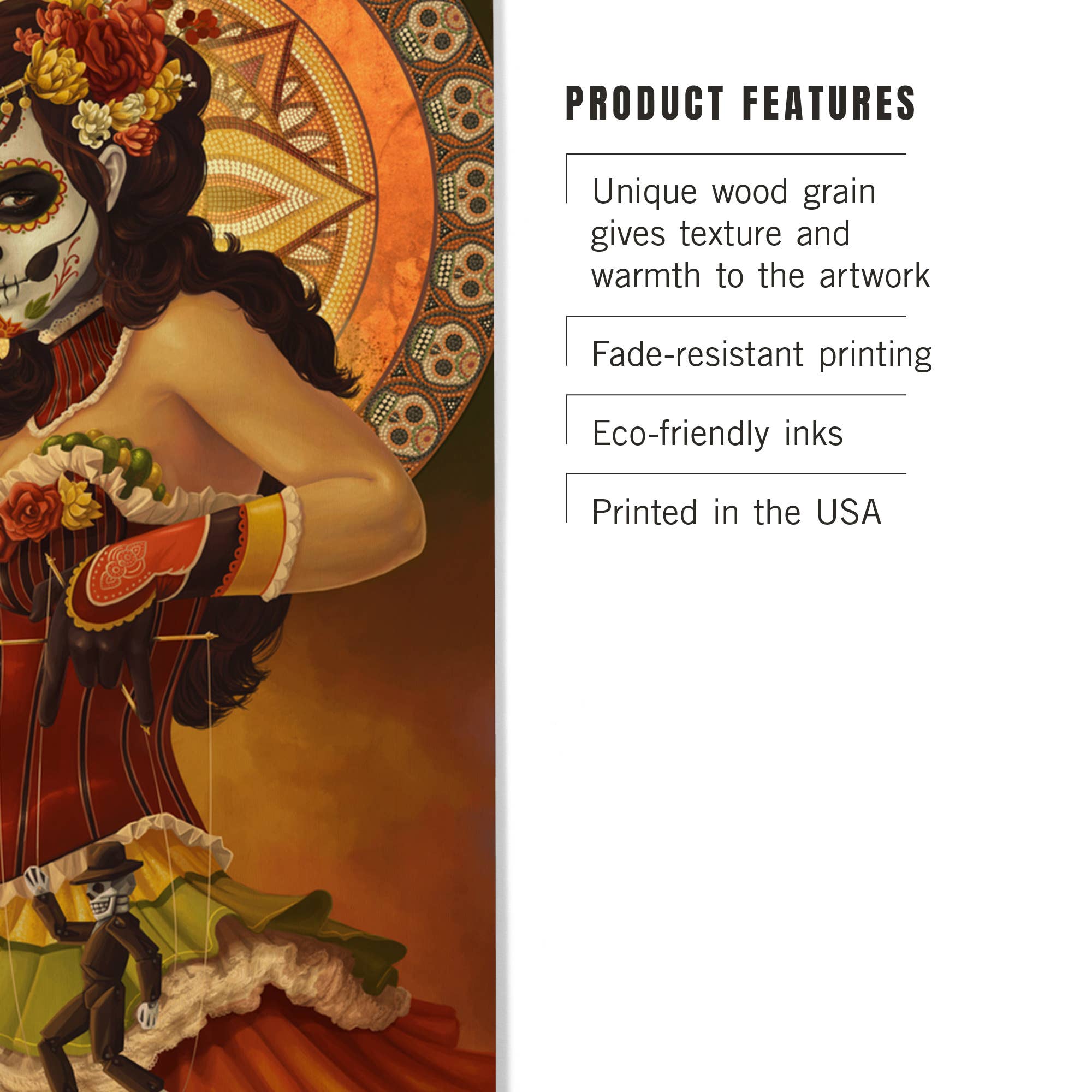 Lantern Press - Wholesale Wood Wall Art - WOOD SIGN ART Marionettes, Day of the Dead4