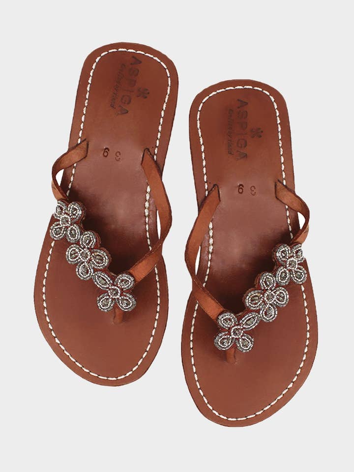 Sandales en cuir Tatu Heel | Argent pour la vente par Aspiga