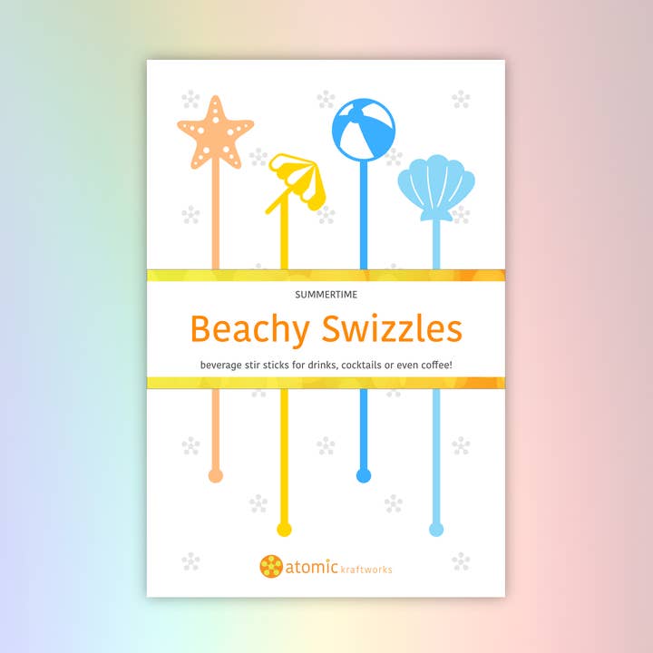 Summer Beachy Acrylic Drink Stirrer Set for wholesale by Atomic Kraftworks