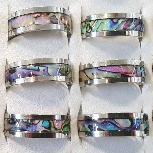 EHAWA - Wholesale Band/Stacked Ring - Abalone stainless steel ring0