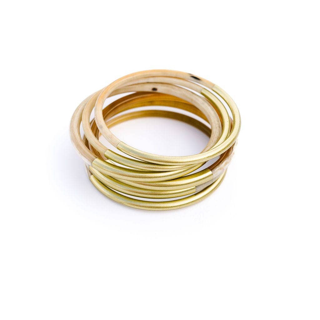 Sunshine Tienda - Wholesale Jewelry Set - Metallic Gold Mix Bangle Set1