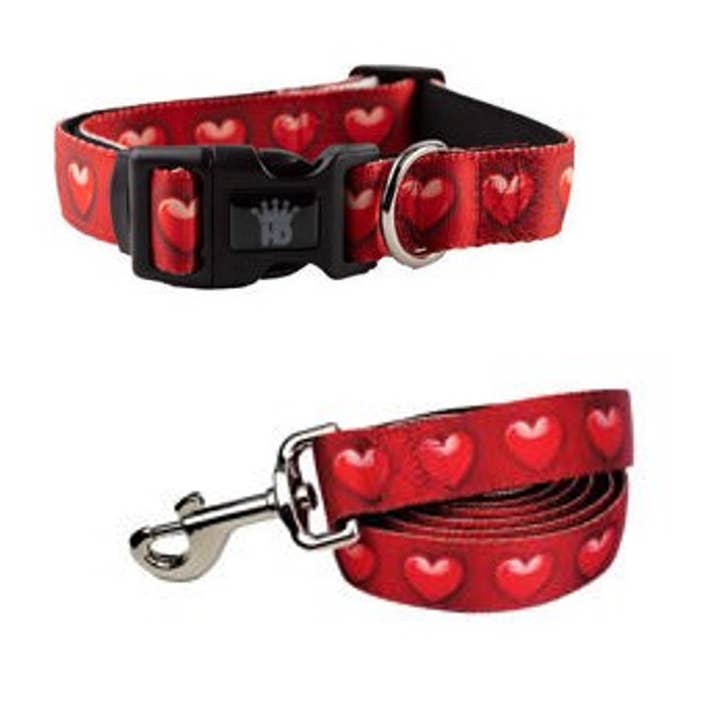 Barker's Bowtique - Wholesale Pet Collar - Dog - Hearts Adjustable Dog Collar with Matching Lead