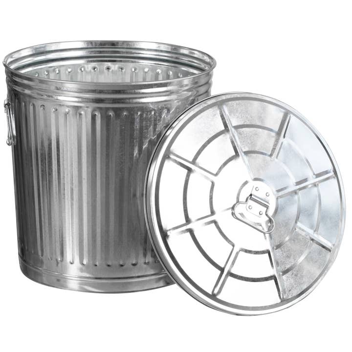 Quickway Imports – wholesale Papperskorg/papperskorg – Gardenised rund galvaniserad stål, soptunna med lock