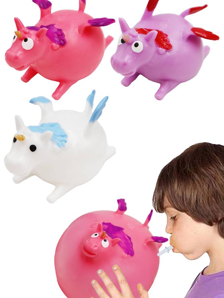 Unicorn Blow-Up Inflatable Squishy Balloon Toy for wholesale by Cap Zone
