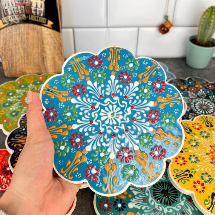 Hand Painted Ceramic Trivet, Cute Kitchen Decor, Kitchen Trivet for wholesale by Umays Boho