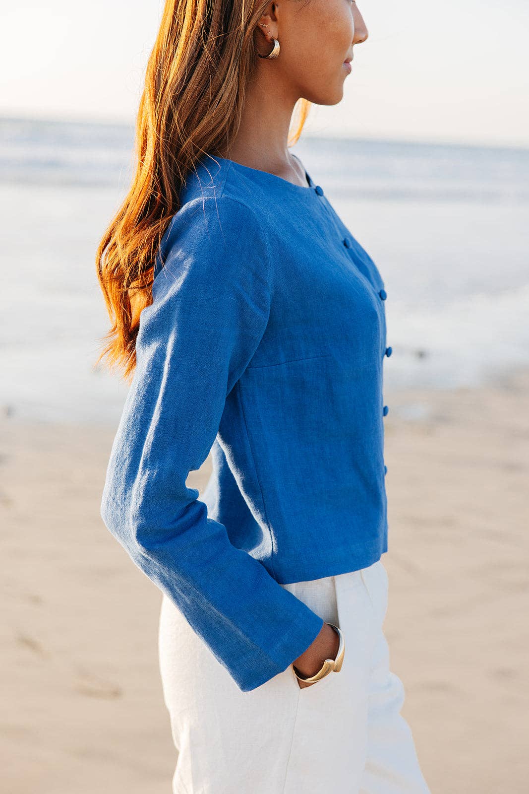 ISLA & SAIGE - Vente Cardigan – femme - Cardigan boutonné en lin Bessette2