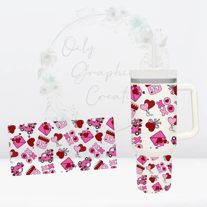 XOXO-40oz Enveloppe de Gobelet UV DTF pour la vente par Oily Graphic Creations