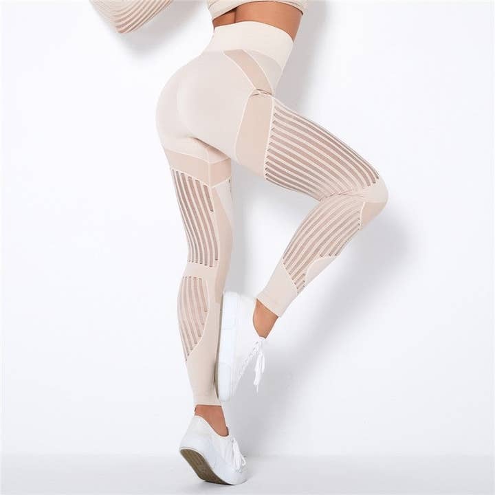 FurDecoration - Wholesale Athletic/Lounge Leggings - Women's - High Waisted Hollow Out Push Up Leggings1