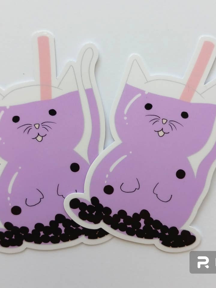 Boba Cat Sticker - Taro for wholesale by Art by Irene