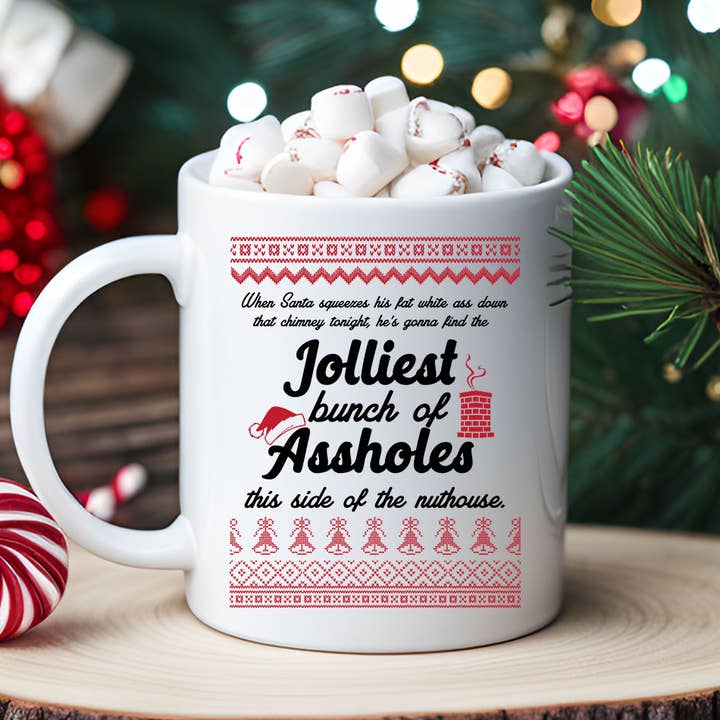 Jolliest Bunch Of A-Holes - Fun Christmas Coffee Mug KTJ07 for wholesale by House Of Rodan