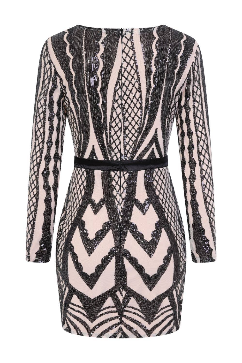 Nazz Collection Clothing Ltd - Wholesale Dress - Women's - Coco Couture Vip Black Nude Sequin Bodycon Illusion Dress6