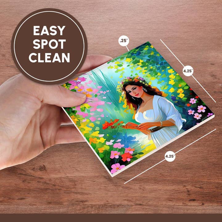 3dRose - Wholesale Coasters - 3dRose, Pretty Young Woman In The Garden With A Book In Her Hands Gift, Coaster6