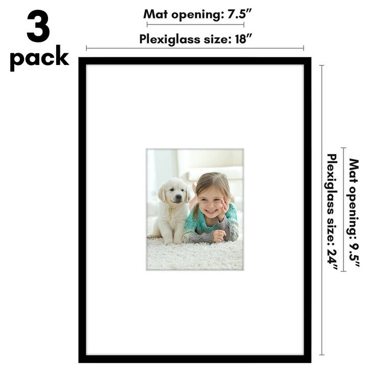 Black Americanflat 18x24 Poster Frame or 8x10 with Mat - Set of 3 for wholesale on Faire4