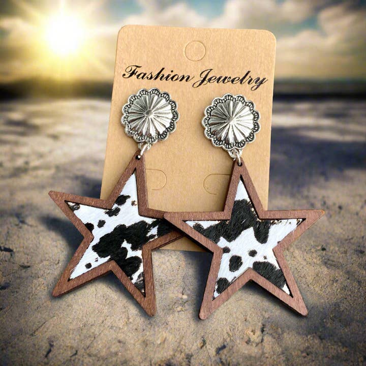 Étoile à cinq branches à imprimé léopard de style occidental pour la vente par WoodWristCo