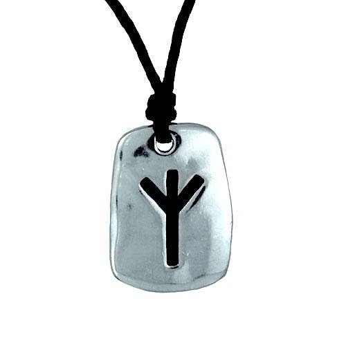 Collier en étain lisse avec rune - 10 - (USA-DDP) pour la vente par Myth & Magik - Silver Jewellery Cavern Wholesale