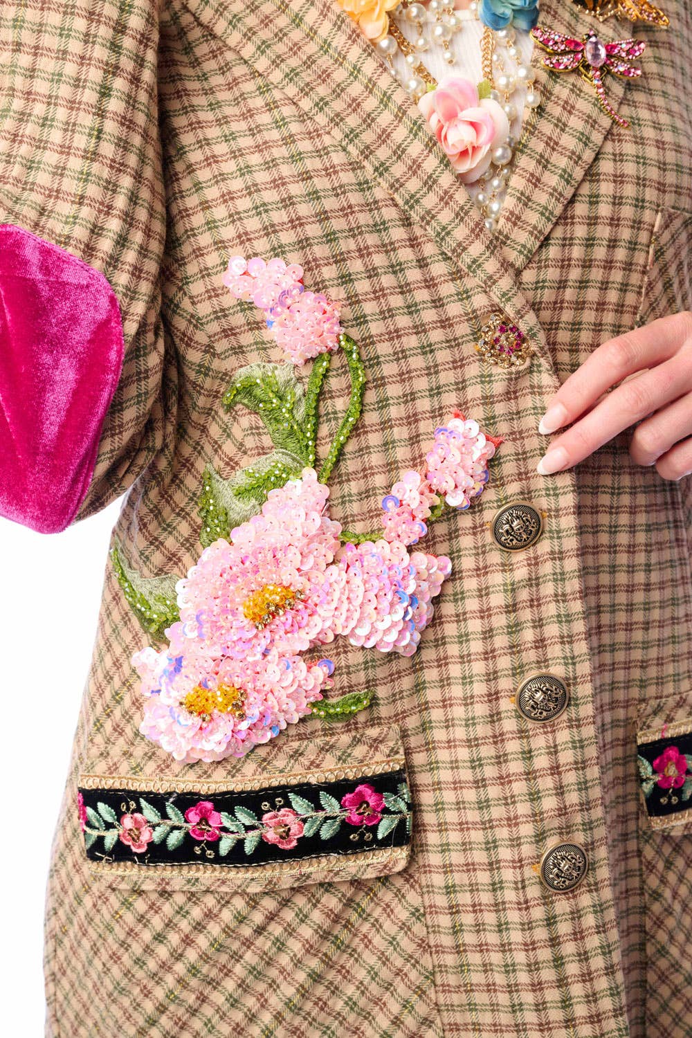 Aratta | Women's Fashion - Wholesale Blazer - Women's - Diana Beige Floral Blazer | Plaid Blazer | Flowery Jacket13