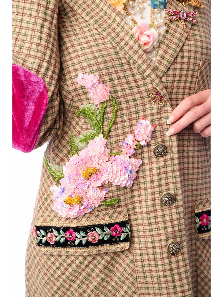 Aratta | Women's Fashion - Wholesale Blazer - Women's - Diana Beige Floral Blazer | Plaid Blazer | Flowery Jacket13