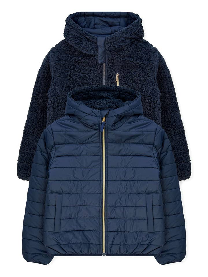 Chase USA International - Wholesale Puffer Jacket - Kids - Girls' Reversible Jacket With Sherpa Lining #974