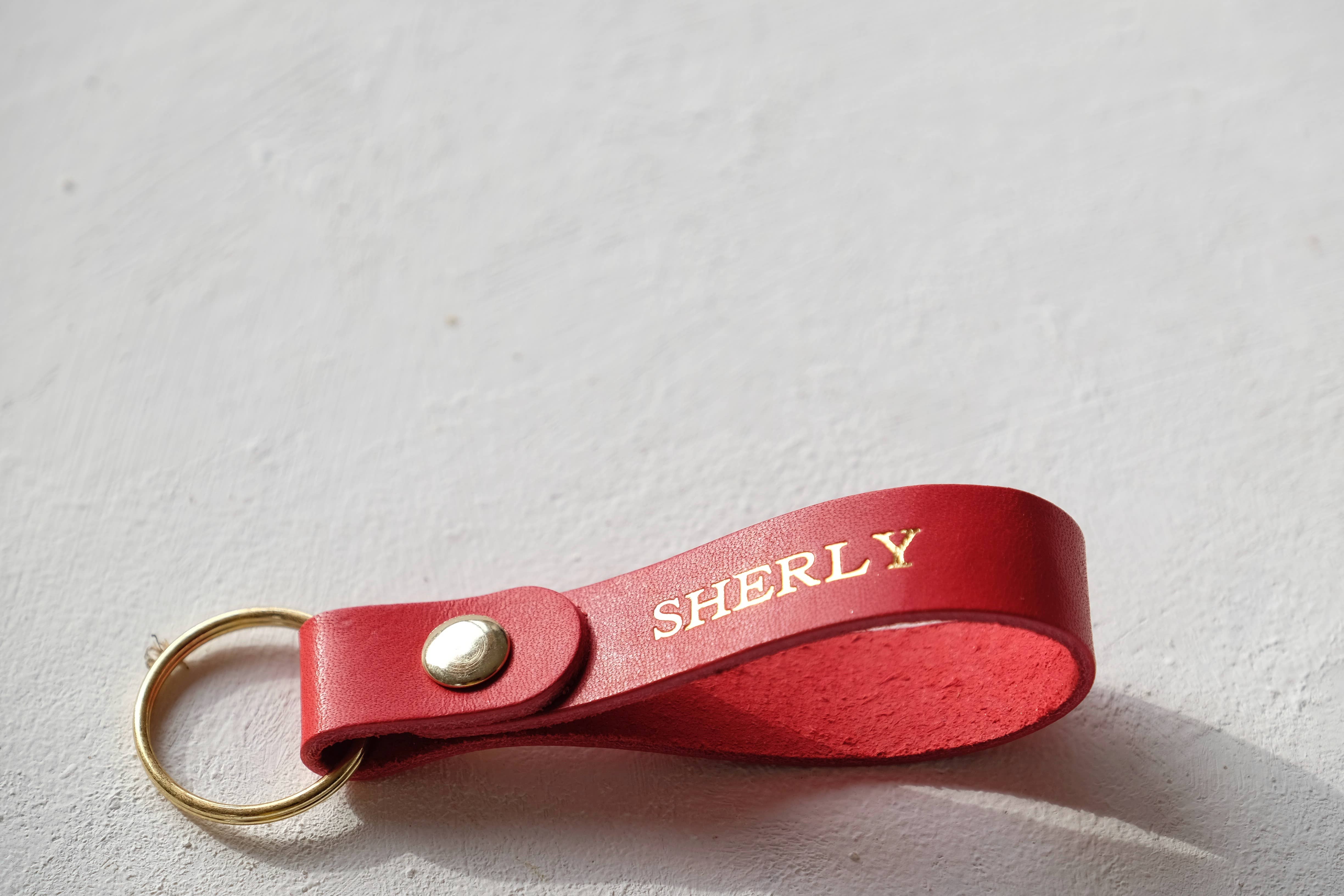 Moccaberry – wholesale Keychain – Women's – Gold Foil Leather Keychain with Custom Text6