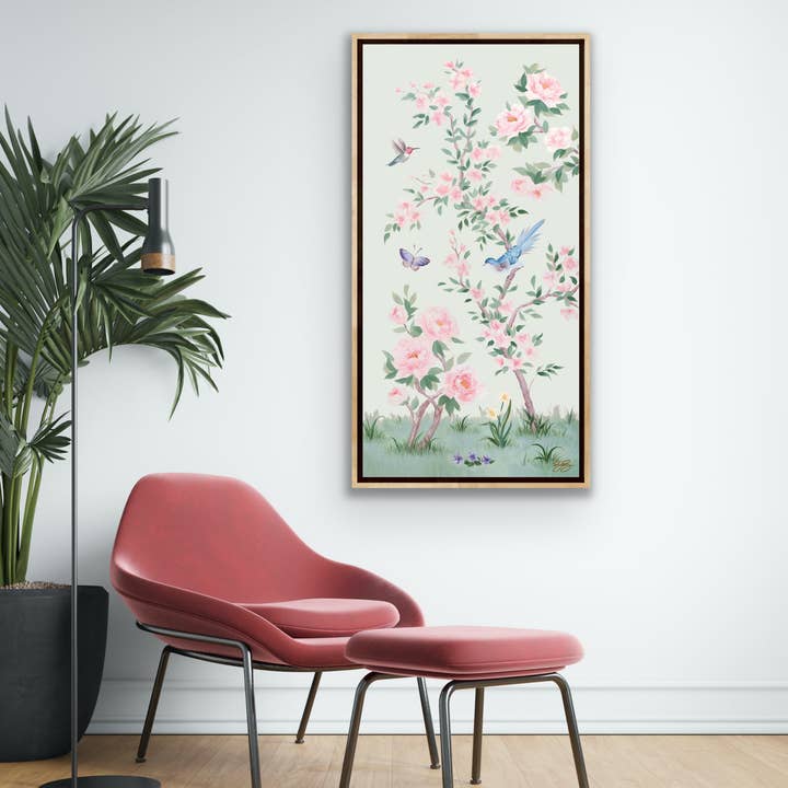 April, en grön chinoiserie canvasomslag för wholesale av Elizabeth Alice Studio